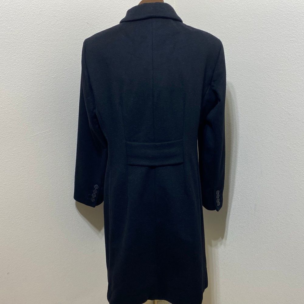 Anne Klein Women's 100% Wool Black Long Coat Size 8 Button Down - Picture 5 of 11